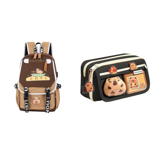 Mochila Capybara para Niñas Bolsas Con Chicas (marrón 04)
