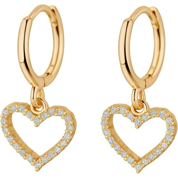 Hypoallergenic Nickel-Free Sterling Silver Heart Earrings for Women – Dainty Hoop & Dangle Leverback Earrings, Lightweight Tarnish-Resistant Shine, Hip Gift (Gold/Silver)[f438]