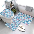 thumbnail image 3 of Bathroom Rugs Sets 3 Piece - Palm tree flamingo flower Absorbent Non Slip Bath Mats, U-Shape Toilet Lid Cover, Contour Mat, Soft Washable Shower Mats Bath Rug Mat for Bathroom Tub Toilet, 3 of 7