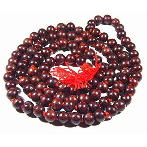Nuvin Red Chandan Japa Mala 108 1 Round Beads for Jaaps