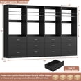 thumbnail image 6 of Aheaplus 4-Piece 96" Heavy Duty Walk-in Closet System - 12 Wood Drawers, 4 Hanging Rods, 4 Shelves, Black (96"L x 15"W x 80"H), 6 of 6
