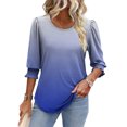 thumbnail image 5 of 3/4 Length Sleeve Womens Tops Dressy Casual Office Work Blouses Loose Fit Ruffle Flowy Tunic Tops Trendy Outfits, 5 of 8