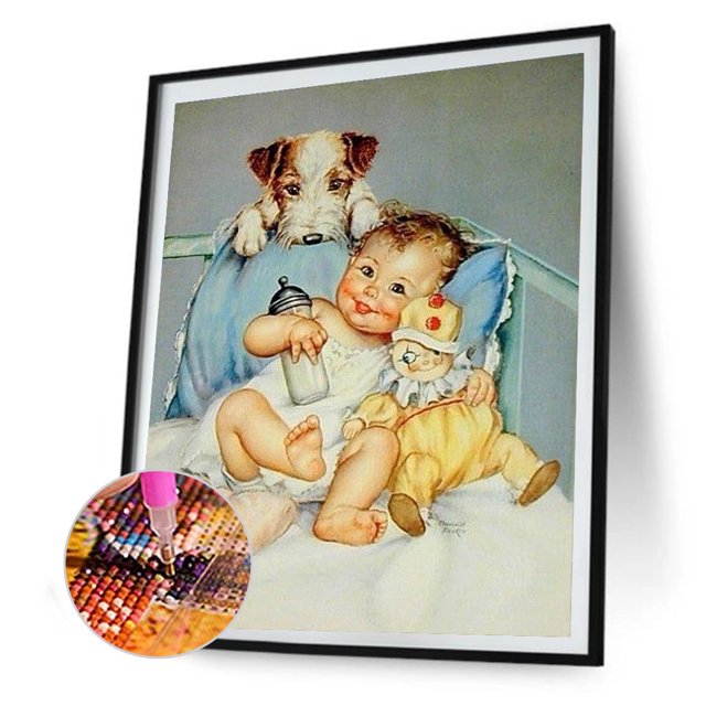 Cuadros Decorativos 5D Diamond Painting Kids Full Round Drill Rhinestone DIY Wall Art (A5016) Tmvgtek embutido en tela