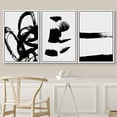 thumbnail image 3 of PixonSign Framed Wall Art Set Grunge Style Black & White Paint Strokes Abstract Shapes Modern Art Prints Bohemian Group Dramatic Grey for Living Room, Bedroom, Office - 24"x36"x3 White, 3 of 5