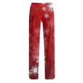 thumbnail image 4 of Wutalume Women's Winter Solid Color Pants with Drawstring and Christmas Print, Full Length Design for Casual and Sporty Activities,Red L, 4 of 4