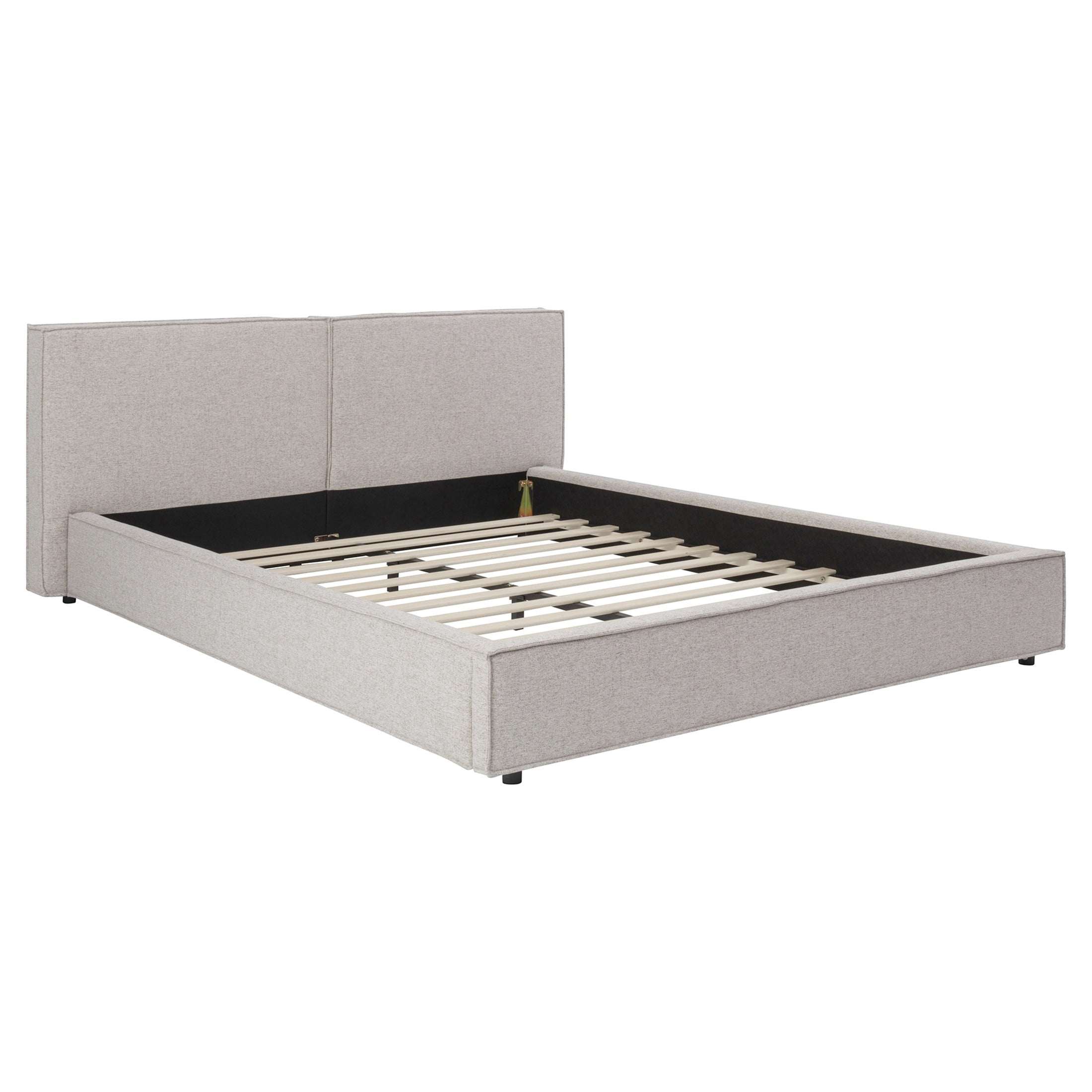Christopher Knight Home Modern Tufted Queen Upholstered Platform Bed, Biscuit Stitching Headboard, Beige