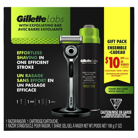 GilletteLabs with Exfoliating Bar by Gillette Razor for Men - 1 Razor, 1 Shave Gel, Includes Premium Magnetic Stand
