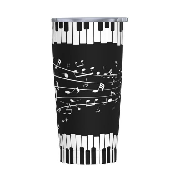 Waldeal Music Note & Piano Keyboard Travel Tumbler with Lid, Gifts for Music Lovers, Pianists Music Enthusiasts, 20 oz Stainless Steel Vacuum Insulated Travel Cup Coffee Mug