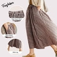 thumbnail image 3 of SWQZVT Womens Pants Wide Leg Gingham Cotton Pants for Women Ladies Loose Fit Brownwhite Plaid Comfort Soft Lounge Pant L, 3 of 8