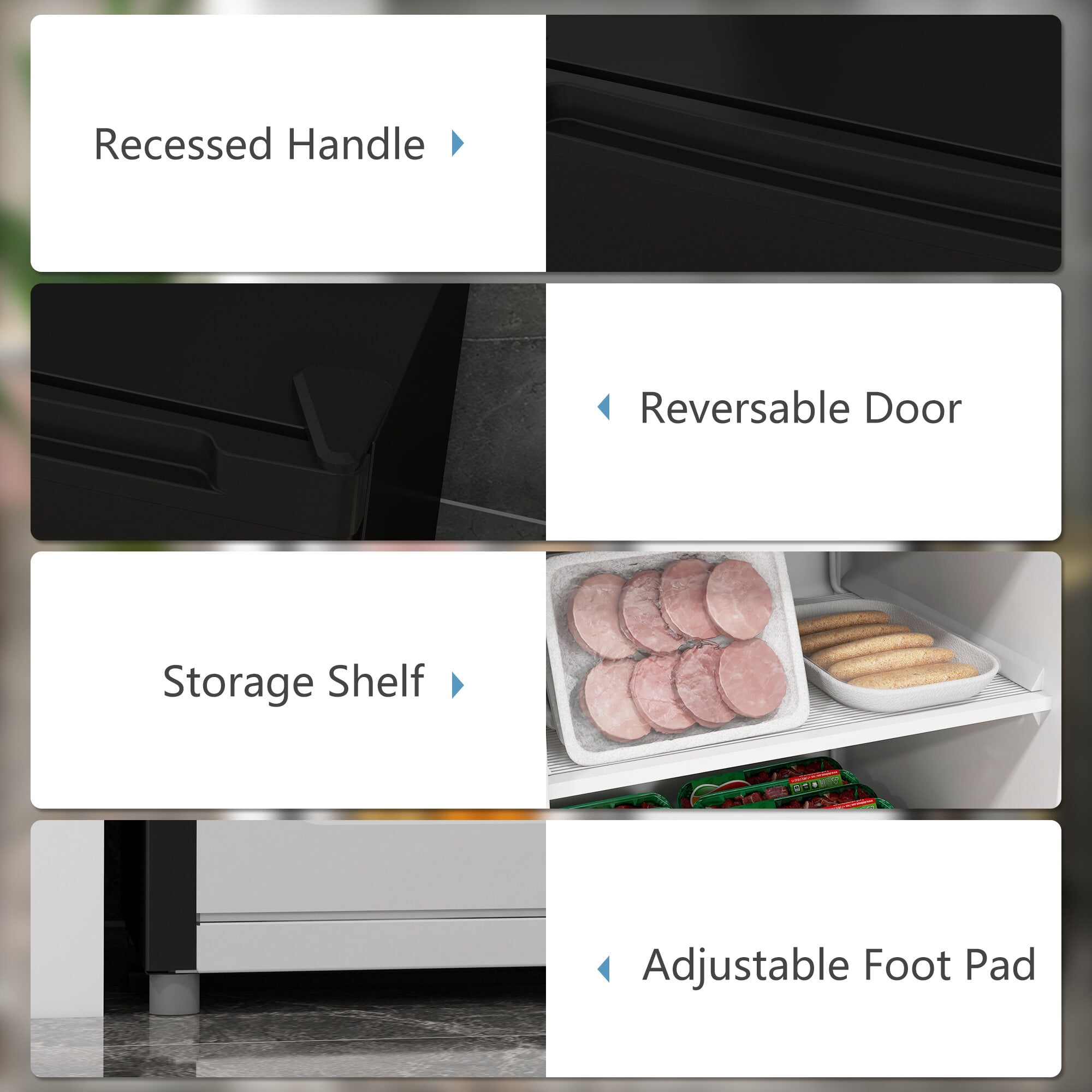 HOMCOM Upright Freezer, 3.0 Cubic Feet Compact Mini Freezer with Reversible Single Door and Adjustable Thermostat, Small freezer for Home, Dorm, Apartment, Home Office, Black