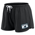 thumbnail image 4 of Women's WEAR by Erin Andrews Black Carolina Panthers Heavy Rugby Jersey Long Sleeve T-Shirt & Shorts Lounge Set, 4 of 7