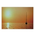 thumbnail image 3 of Sailboat Cutting Board, Lonely Yacht at Sunset Sailing Competition Race Teamwork Marine Vessel Winner, Decorative Tempered Glass Cutting and Serving Board, Small Size, Orange Yellow, by Ambesonne, 3 of 5
