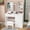 White Basic, variant on Vanity Mirror with Lights, Makeup Vanity with Chair, Make up Desk Table with Storage Drawers, Large Shelves, LED Light and Stool for Bedroom, Dressing Room, White