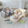 thumbnail image 6 of 2-in-1 Toddler Sofa Chair & Lounger, Reinforced Angled Armrests, Plush Sherpa Fabric, Flip-Open Folding Design with Side Pocket,  White, 6 of 9