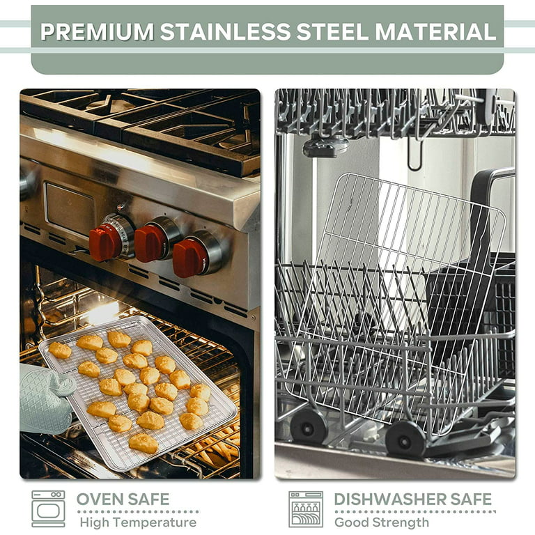 2 Pack Stainless Steel Cooling Rack/Baking Rack - Oven Safe Wire Racks Fit  Quarter Sheet Pan - Small Grid Perfect To Cool and Bake