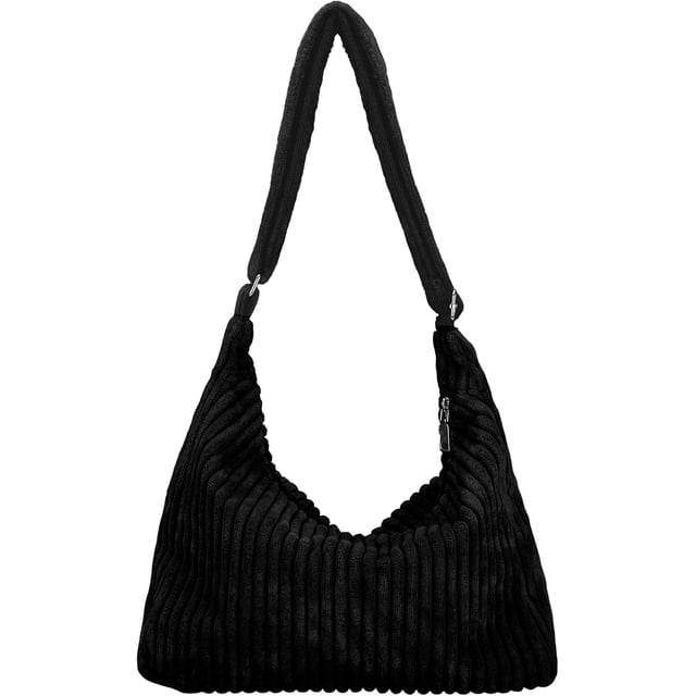 LHSHIDU Women Corduroy Bag Adjustable Strap Shoulder Bag Crossbody Bag Casual Purse Tote Bag Handbag