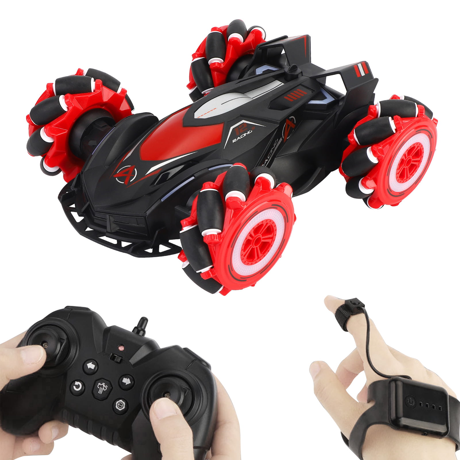 2020 New 2.4g 4wd rc Stunt Car With Led Light and Music Double-sided Twist off R 