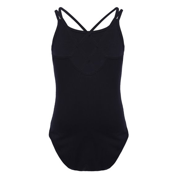 Fldy Kids Girls Gymnastic Leotard Spaghetti Straps Ballet Leotard Sleeveless Dance Bodysuit Black 10-12