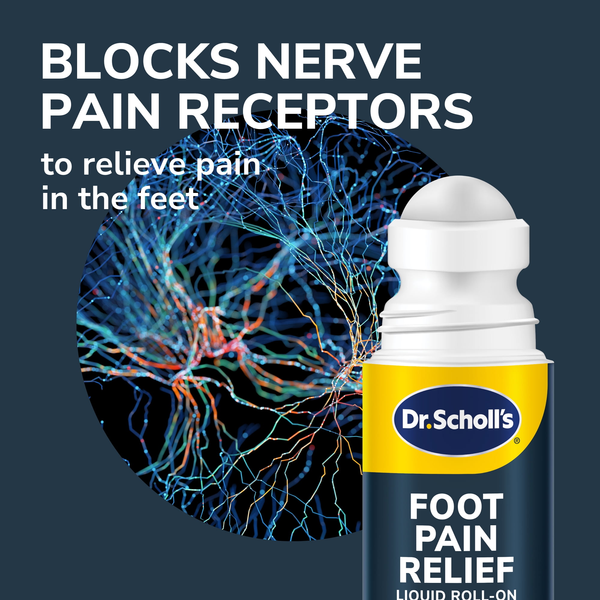 (4 pack) Dr. Scholl's Liquid Roll-On for Foot Pain Relief with Lidocaine and Menthol, Recommended for Nerve Pain