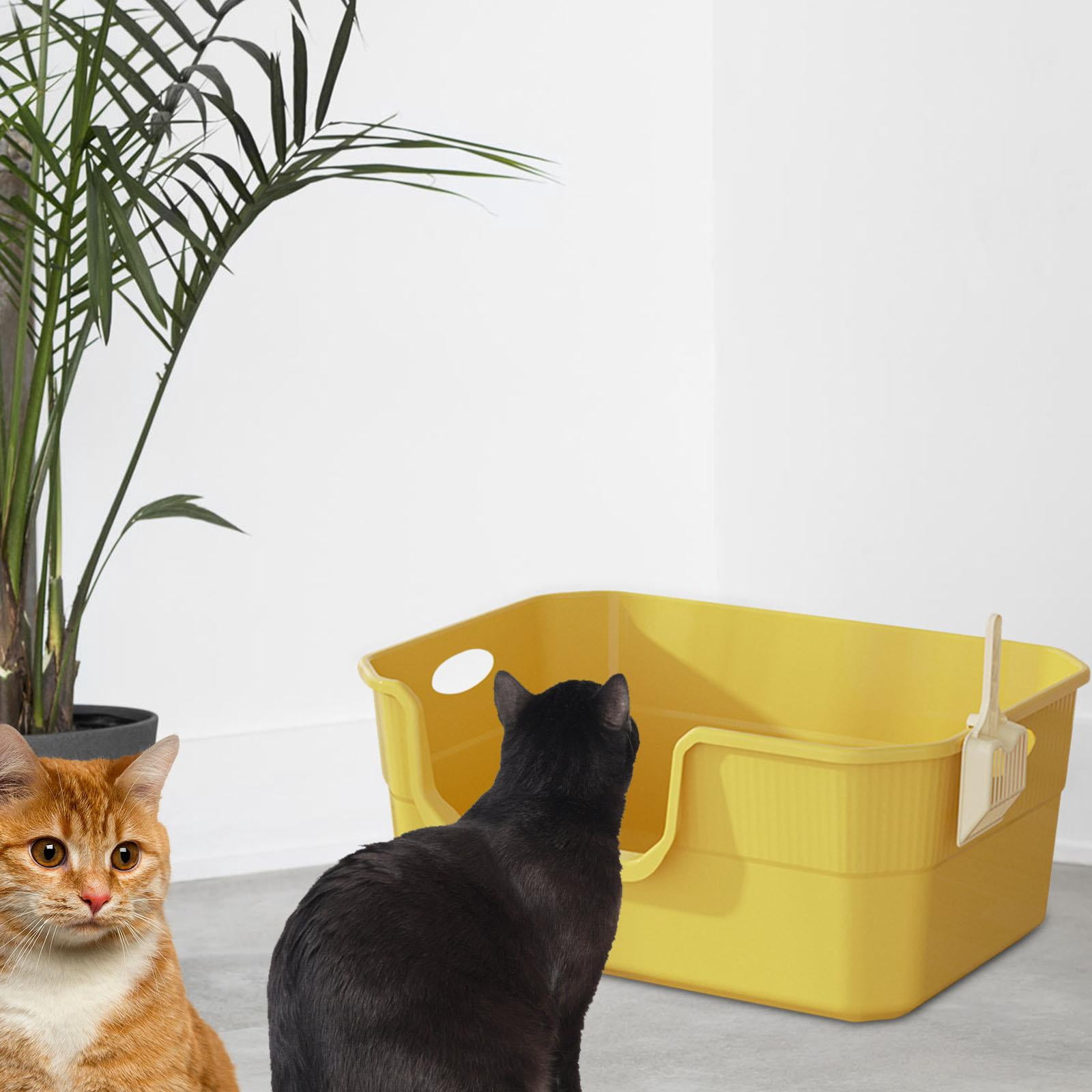 FITYLE Cat Open Top Pet Litter Tray Anti Splashing for Indoor Cats Cat Litter Container Cat Sandbox with High Sided Yellow