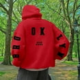 thumbnail image 2 of QHFBli Men's Hoodie Mens Letter Print Hooded Sweatshirt Streetwear Pullover Loose Fit Comfortable Blend Fabric for Fall Winter Season Daily Casual Wear RD2 M, 2 of 5