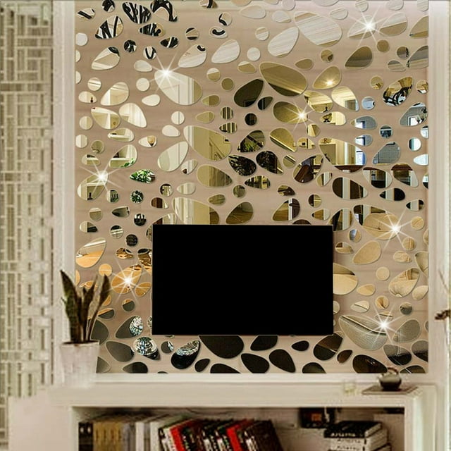LHCER Decorative Oval Acrylic Mirror Wall Sticker Art Home DIY Frameless Backgrounds Decor Mirrors, Frameless Mirror, Decorative Mirror