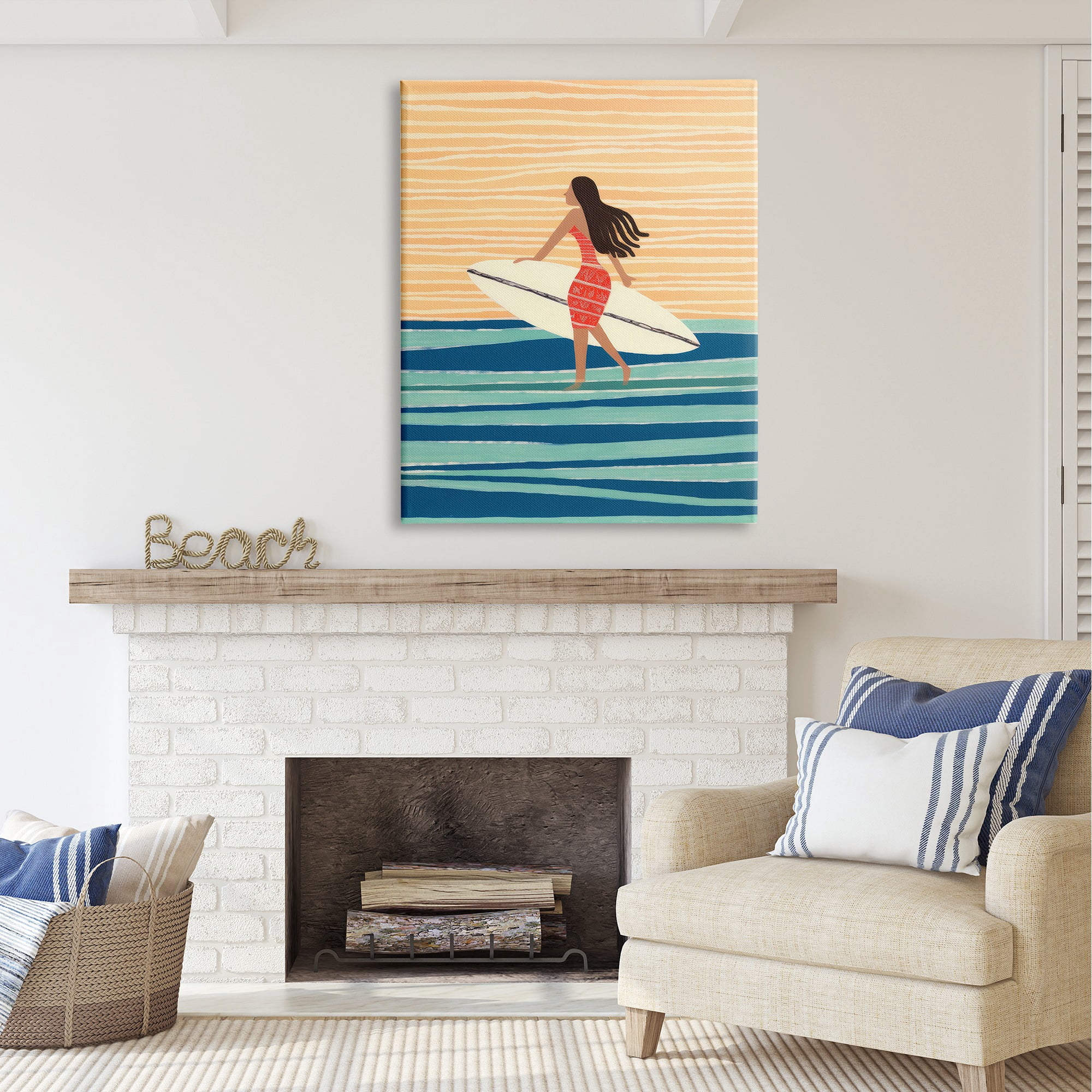Stupell Industries Abstract Surfer Girl Abstract Painting Gallery Wrapped Canvas Art Print Wall Art, 36 x 48