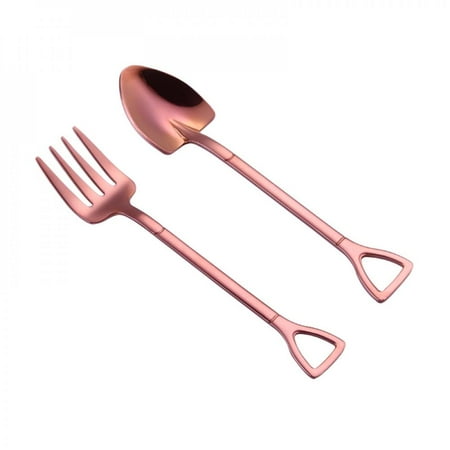 

Clearance 304 Stainless Steel Spatula Spoon Small Fork Color Gold-plated Tableware Coffee Spoon Exquisite Stirring Spoon-rose Gold Spoon