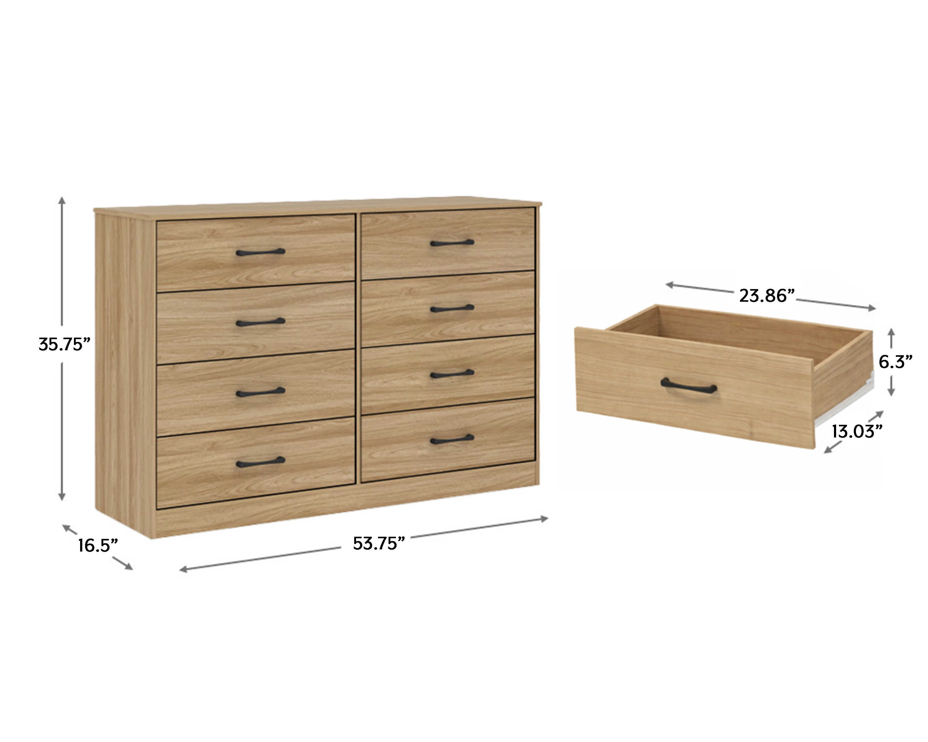 Mainstays Ardent 8 Drawer Dresser, 53" Wide, Euro Oak - Walmart.com Mainstays Ardent 8 Drawer Dresser, 53" Wide, Euro Oak - Walmart.com