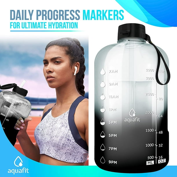 1 Gallon Water Bottle with Straw Motivational Water Bottle Big Water Bottle  with Straw One Gallon Water Bottle Water Jug 1 Gallon Water Jug Daily Water  Bottle with Time Marker Bottle Black