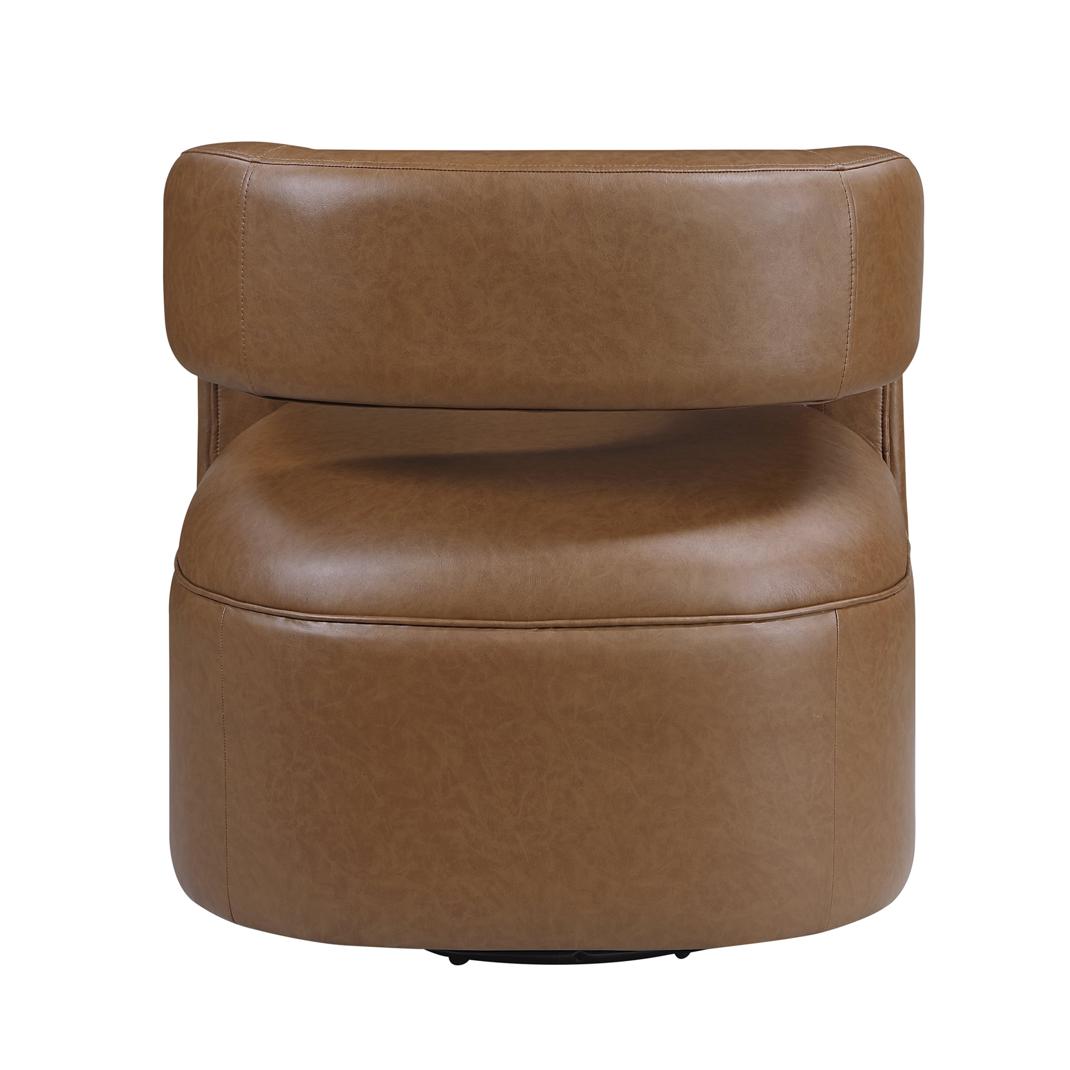 OakvillePark Azura Faux Leather Barrel Swivel Chair, Camel