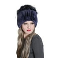 thumbnail image 1 of Contrast Color Furry Hat for Women  Winter Beanie with Patchwork, 1 of 4