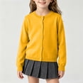 thumbnail image 2 of Wonitaaizi Girls Cardigan Sweater Toddler Long Sleeve Button Knit Solid Sweaters Tops (7-8 Years,Yellow), 2 of 6