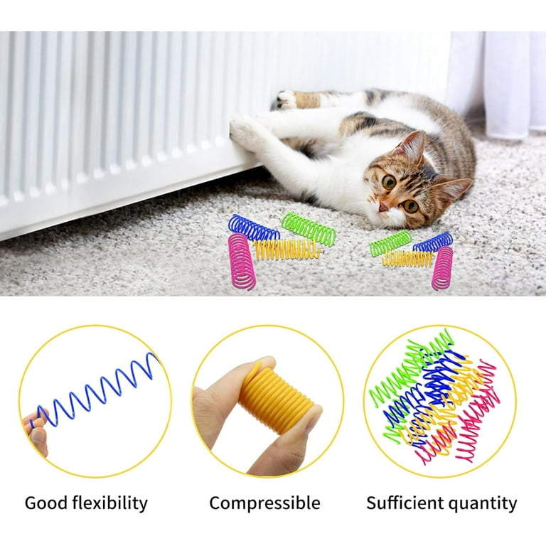 Cat Spring Toy 12pcs 3.5 inch Spiral Cat Toy Interactive for Indoor Cat Elastic Colorful Plastic Cat Coil Spring Toy New Upgrade Extended Large Spring Toy for Kitten Relieve Boredom Walmart