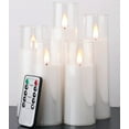thumbnail image 1 of Pure White Flameless Candles, Battery Operated Candles, Acrylic Flickering LED Pillar Candles with Remote Control and Timer, 3D Wick, Yellow and Blue Glow, D2.2 xH5 5" 6" 7" 8", Set of 5, 1 of 7