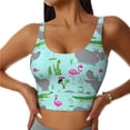 thumbnail image 1 of Balery Hippo With Flamingos And Crocodiles Sujetadores deportivos con espalda cruzada para mujer, acolchados, sin costuras, de alto impacto, ideales para yoga, gimnasio, entrenamiento y fitness.-Large, 1 of 8