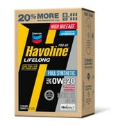 Chevron Havoline Lifelong 0W-20 Full Synthetic Motor Oil, 6 Quarts (Smart Change Box)