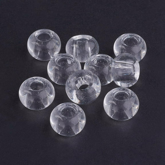 Glass European Beads Large Hole Beads Rondelle Clear 15x10mm Hole: 5~6.4mm 100pc