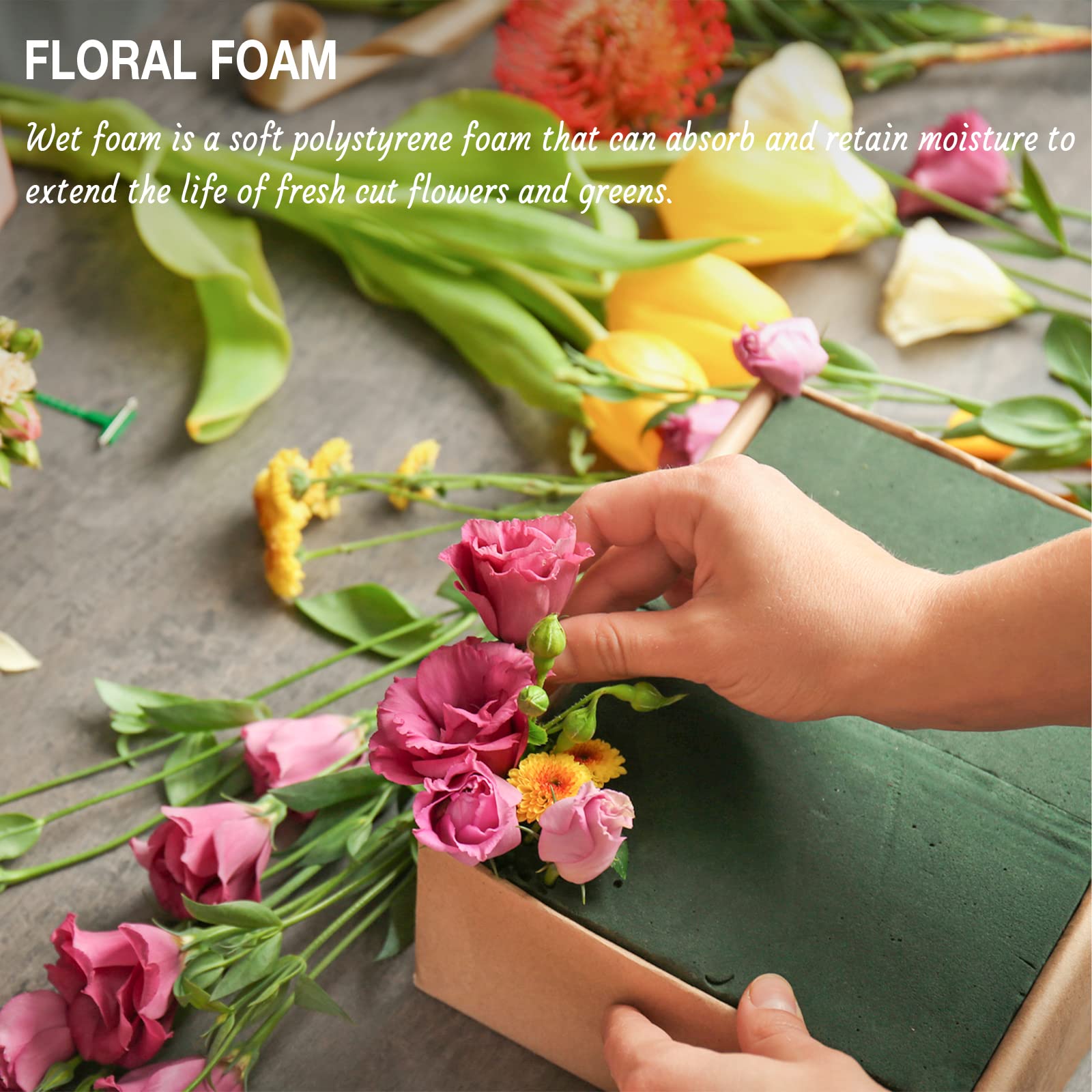 8 Pack Floral Foam Blocks for Fresh and Artificial Flowers, Wet Green Florist Bricks Arrangement Supplies