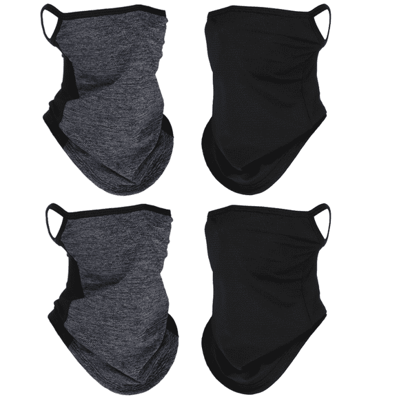 4 Pack Neck Gaiter with Ear Loops, Face Covering Gator Mask Bandana Breathable Mask for Outdoor Protection