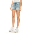 thumbnail image 2 of KHAKI & BLUE Women's Denim Shorts High Waisted Smile Face Printed Raw Edge Hem Jeans Casual Stretch Pants 79086Z-DM665-DP897 LT 5, 2 of 3