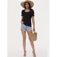 thumbnail image 3 of Tops for Women Summer Casual Ruffle Trim Sleeve Square Neck T Shirts, 3 of 6