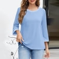 thumbnail image 5 of JDQJBZ Summer Womens Tops,Womens Tops Half Sleeves Color Rib Knit Crew Neck Shirts For Women Solid Color Spring Summer Outdoor Leisure Look, 5 of 5