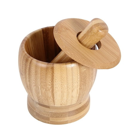 

Multifunctional Bamboo Pounding Garlic Jar Garlic Press Ginger Spices Grinding Set Herb Spice Masher Kitchen Tool
