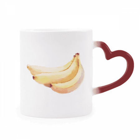 

Banana Fruit Watercolor Illustration Pattern Heat Sensitive Mug Red Color Changing Stoneware Cup