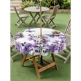 thumbnail image 4 of Outdoor Tablecloths with Umbrella Hole & Zipper, Purple Flowers Round Tablecloth 54 Inch, Butterfly Spring Floral Watercolor Farmhouse Waterproof Table Cloth, Patio/Pool/Picnic Table Covers, 4 of 8