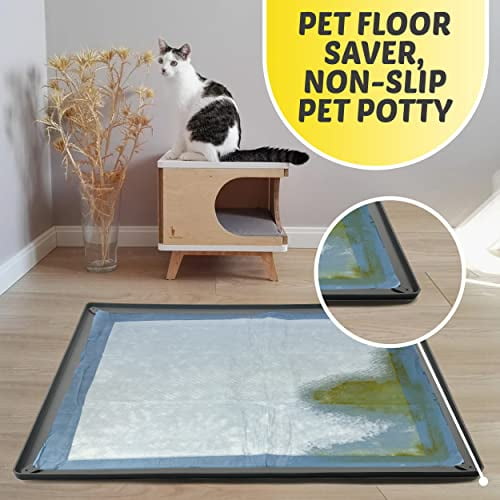 Skywin Pee Pad Holder for 27.5 x 44 Inches Training Pads – 2 Pack, Silicon Wee Wee Pad Holder, No Spill Puppy Pad Holder - Easy to Clean and Store Dog Puppy Pad Holder (Grey)
