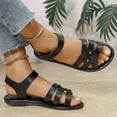thumbnail image 4 of Htigea Womens Everyday Sandals Comfy Flat Open Toe Sandal with Ankle Strap Summer Casual Walking Shoes Black,7, 4 of 9
