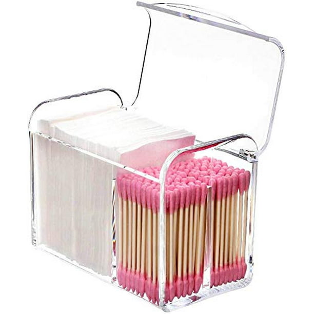 Square Acrylic Cotton Ball Pads Gauze Swab Holder Organizer Qtip