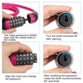 thumbnail image 4 of Uxcell 3.9 Feet Combination Bicycle Lock, 5 Digit Steel Cable Long Coiled Resettable Combination Code Lock, Rose Red, 4 of 5